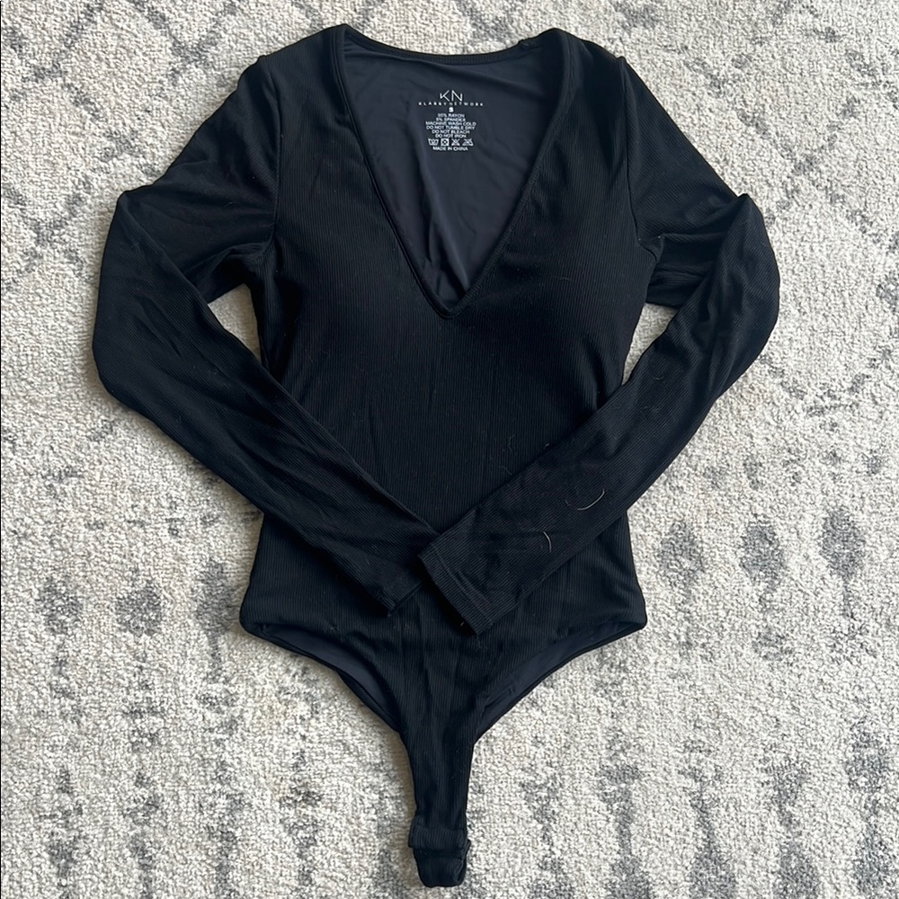 Klassy Network Deep V Long Sleeve Bodysuit